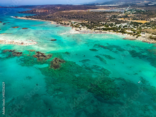 Aerial view of Elafonisi beach, Crete, Greece