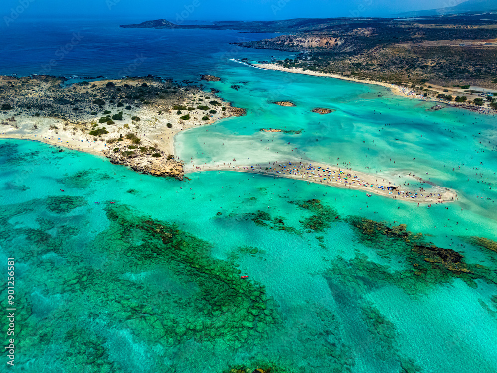 Aerial view of Elafonisi beach, Crete, Greece Aerial view of Elafonisi beach, Crete, Greece