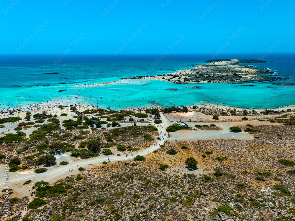 Aerial view of Elafonisi beach, Crete, Greece Aerial view of Elafonisi beach, Crete, Greece