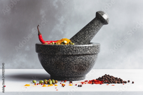 A granite mortar and pestle...