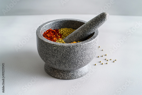 A granite mortar and pestle...