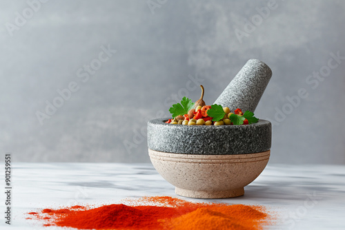A granite mortar and pestle...