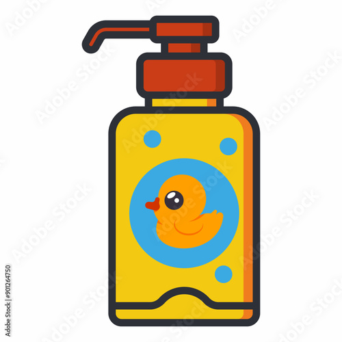 Baby shampoo vector cartoon illustration isolated on a white background.