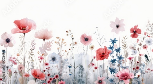 Watercolor Wildflowers in Bloom