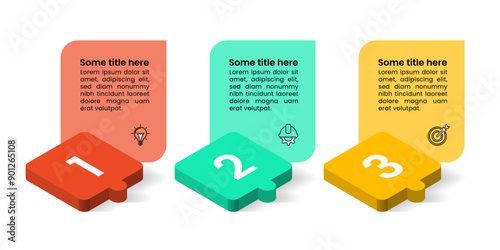 Infographic template. 3 banners with puzzle pieces