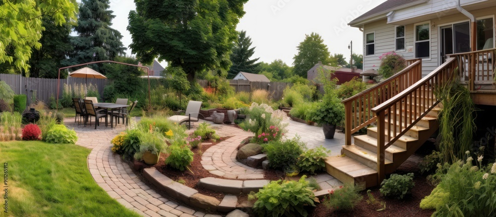 Landscaped Backyard with Patio and Deck Landscaped Backyard with Patio and Deck