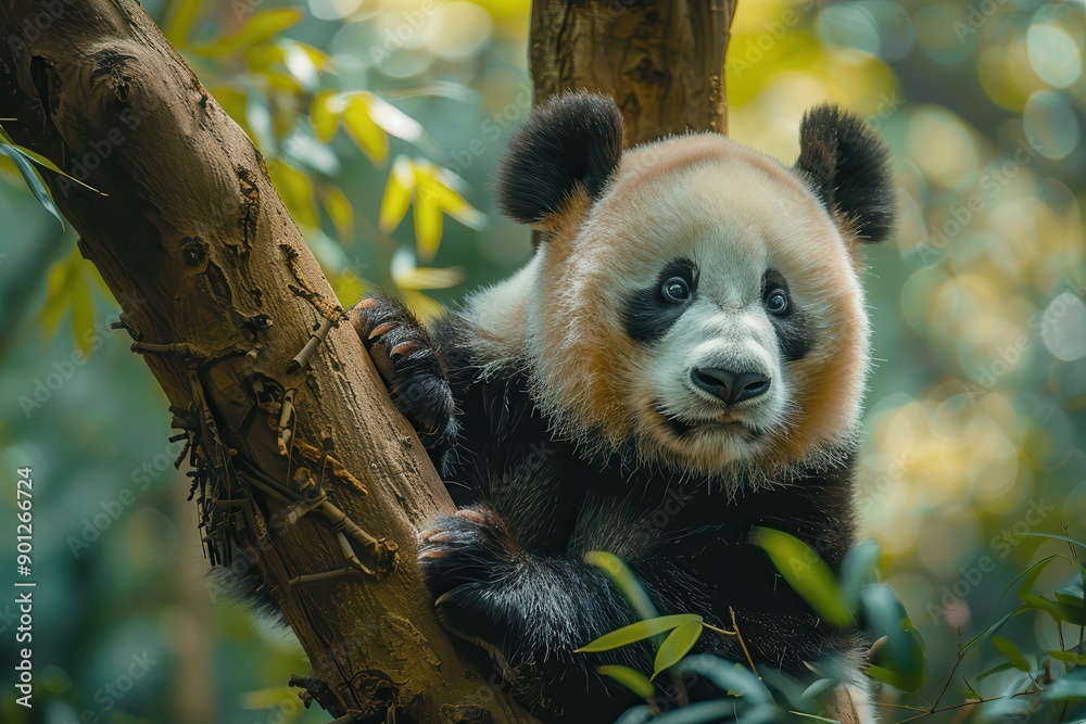 Obraz premium Panda on a bamboo tree