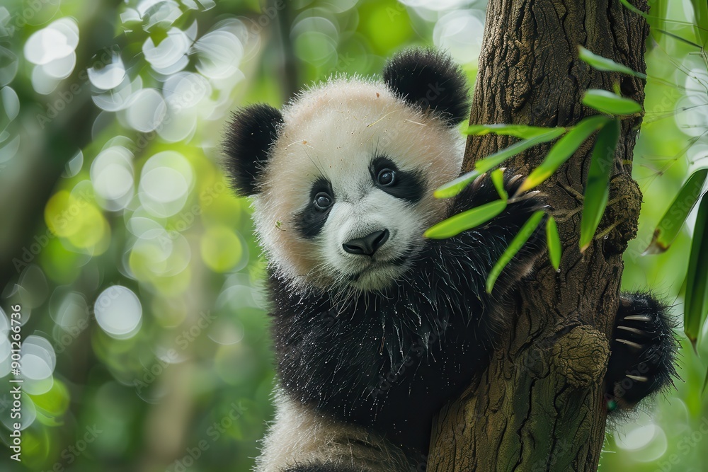 Panda on a bamboo tree Panda on a bamboo tree