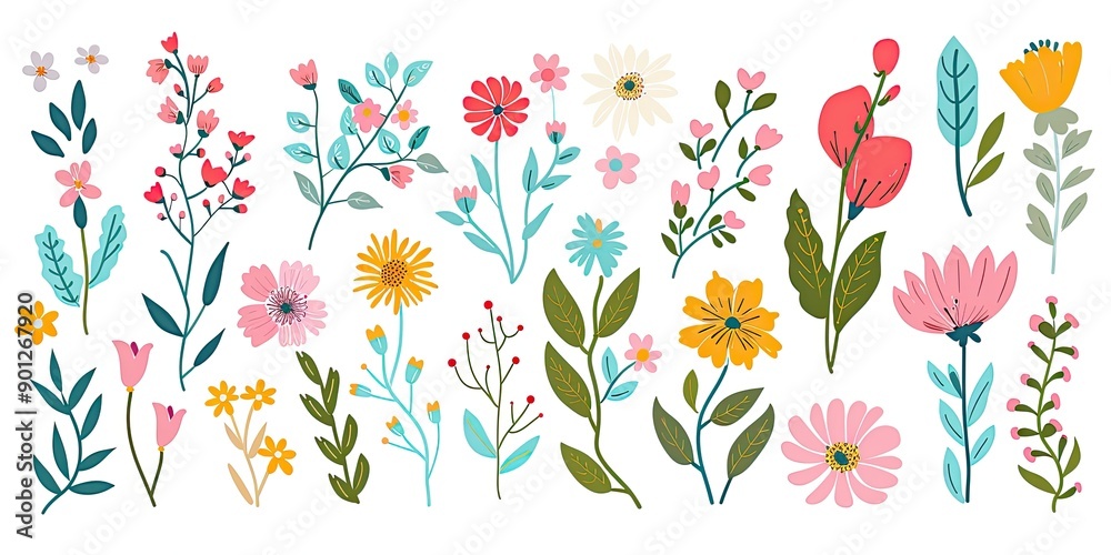 Collection of Hand-Drawn Floral Illustrations Collection of Hand-Drawn Floral Illustrations
