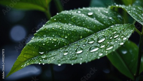 water drops on a leaf