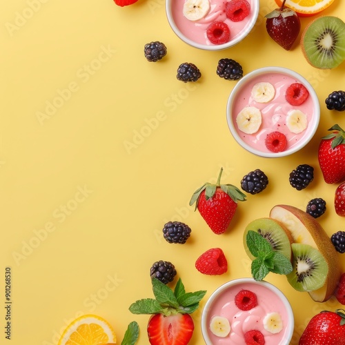 fruits with yogurt.