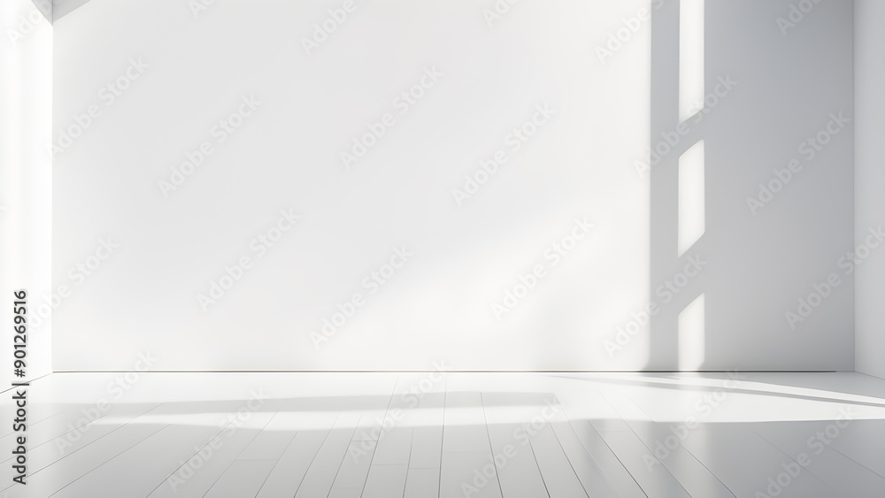 Fototapeta premium Empty white room with white walls and floor