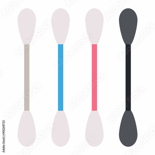 Cotton sticks for ears vector cartoon illustration isolated on a white background.