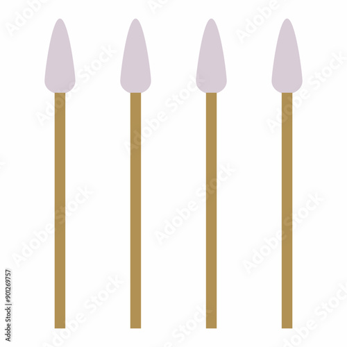 Bamboo cotton swabs vector cartoon illustration isolated on a white background.