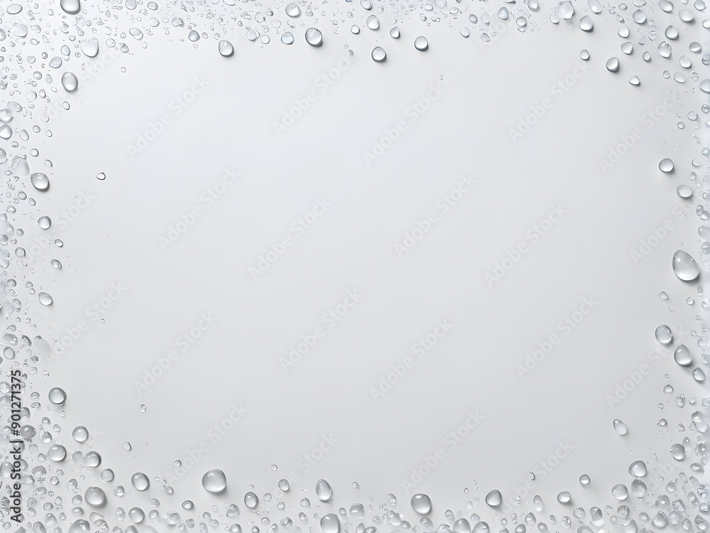 Water drops on the window. White background. Place for text. Water drops on the window. White background. Place for text.