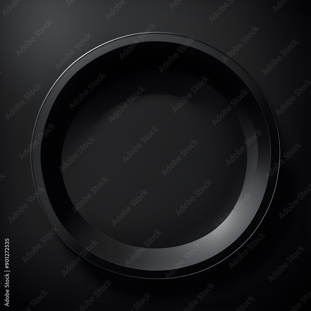 Black round plate on black background. Black round plate on black background.
