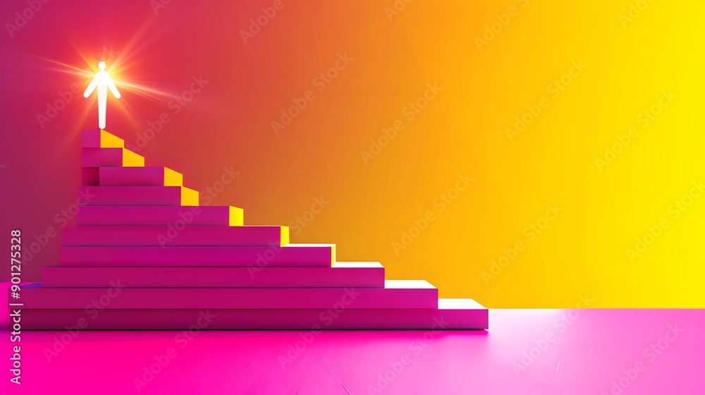 Climbing to Success: Dynamic Flat Design Animation Illustrating Small Steps for Continuous Improvement, Side View Perspective Climbing to Success: Dynamic Flat Design Animation Illustrating Small Steps for Continuous Improvement, Side View Perspective