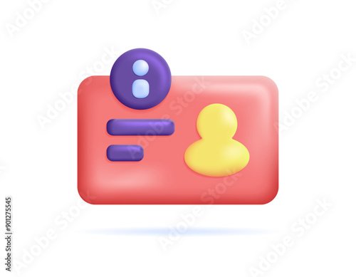 Member Information Concept. Profile Info. user account information. Illustration of identity cards or red membership cards. symbol or icon. Minimalist 3D style design. graphic elements