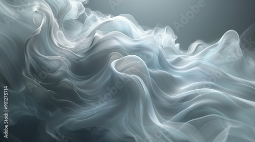 A background with smooth, abstract waves and curves in a gradient of white and gray colors, including seafoam green, light blue, and lavender