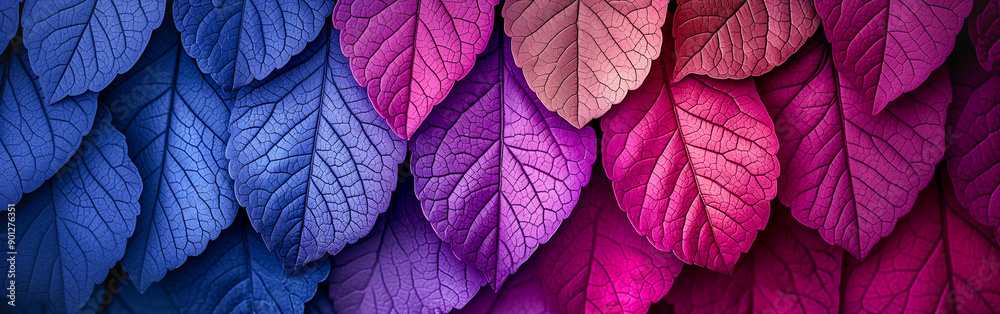 Fototapeta premium Grunge gold leaves branch on blue, teal, purple textured background. Red colors nature plant art backdrop. Autumn, fall orange leaf macro photography. Floral web mobile banner by Vita