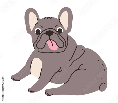Flat vector illustration of a cute bulldog. This stout breed with a wrinkled face and short snout