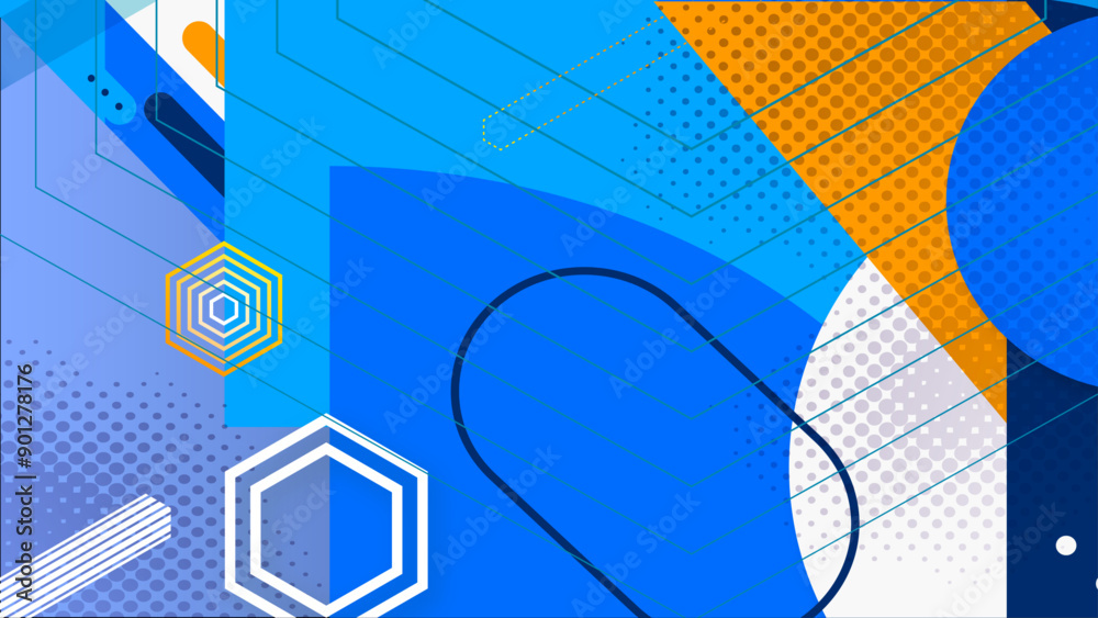 Obraz premium Gradient geometric blue background