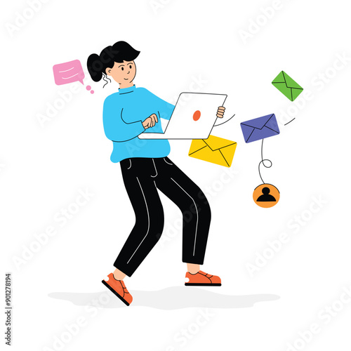 Premium quality flat illustration of sending email