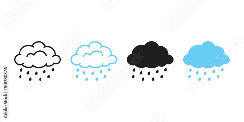 cloud vector rain icon logo cartoon character illustration symbol clip art isolated