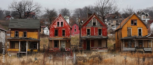 A series of abandoned homes in a neighborhood, a stark reminder of the housing crisis fallout photo