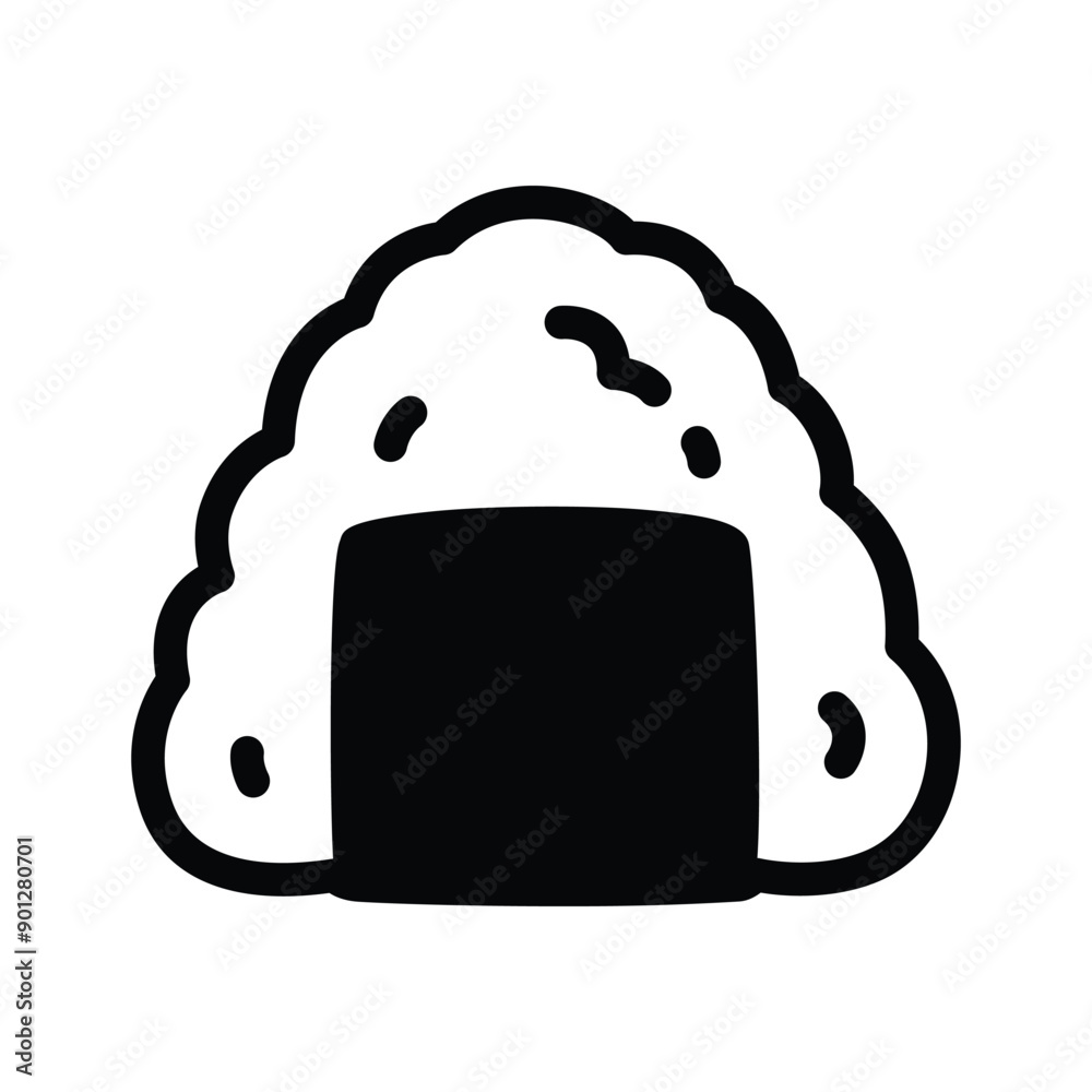 onigiri icon japanese food sushi cartoon character vector logo symbol isolated illustration doodle design clip art
