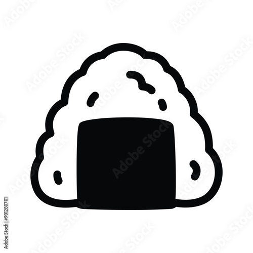onigiri icon japanese food sushi cartoon character vector logo symbol isolated illustration doodle design clip art