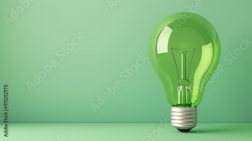 A conceptual image of a green lightbulb, representing ideas and innovation, set against a minimalist background with plenty of copy space for text or graphics.