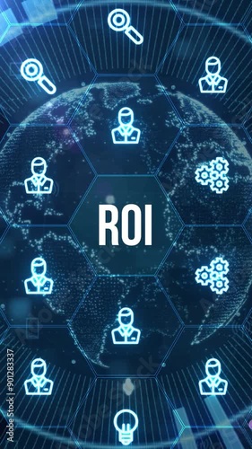ROI Return on investment financial growth concept. Business, Technology, Internet and network concept.