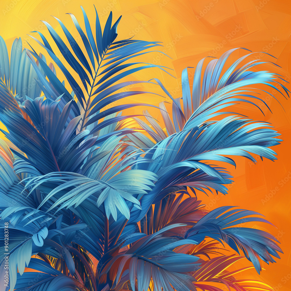 Vibrant Tropical Palm Logo on an Orange Background: Eye-Catching Vector Design Vibrant Tropical Palm Logo on an Orange Background: Eye-Catching Vector Design