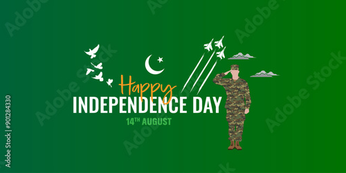 Pakistan Independence Day Creative Design concept 14 August 1947 Pakistani people and Army celebrating the 76th Independence Day of Pakistan, Vector illustration of National Day, Quaid e Azam republic