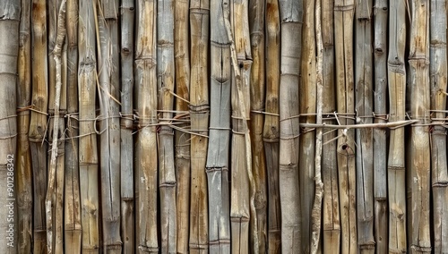 Texture of Natural Bamboo Sticks photo