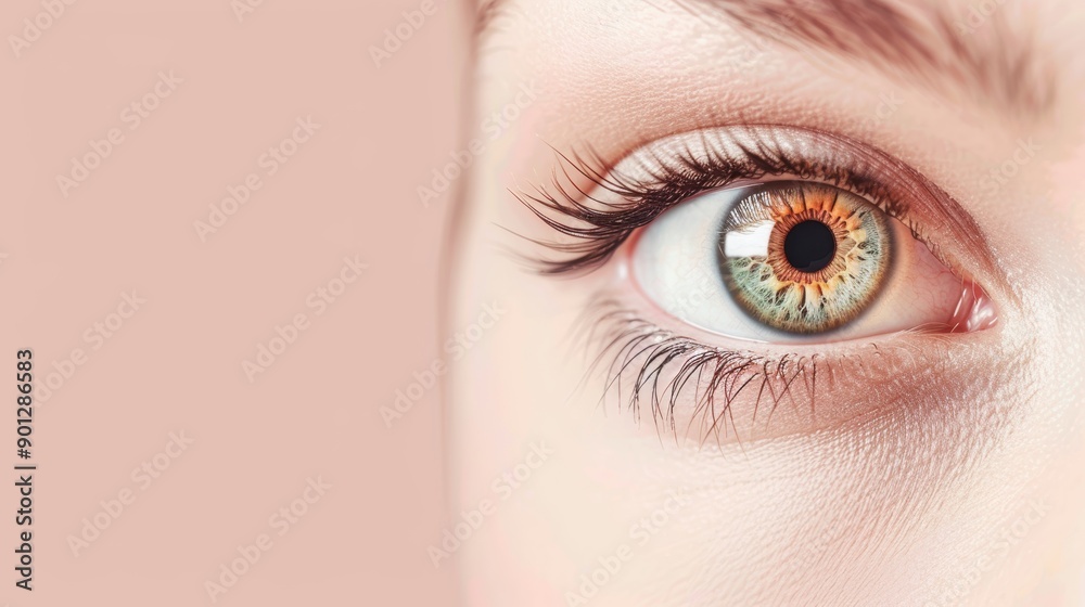 A minimalist image featuring a brown eye with a clean and simple background, offering plenty of copy space for text or graphics. A minimalist image featuring a brown eye with a clean and simple background, offering plenty of copy space for text or graphics.