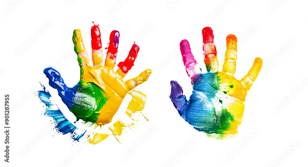 Colorful Handprint on Transparent Background Colorful Handprint on Transparent Background