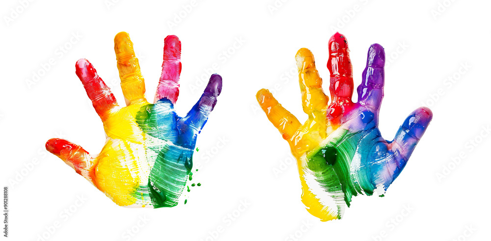 Colorful Handprint on Transparent Background Colorful Handprint on Transparent Background