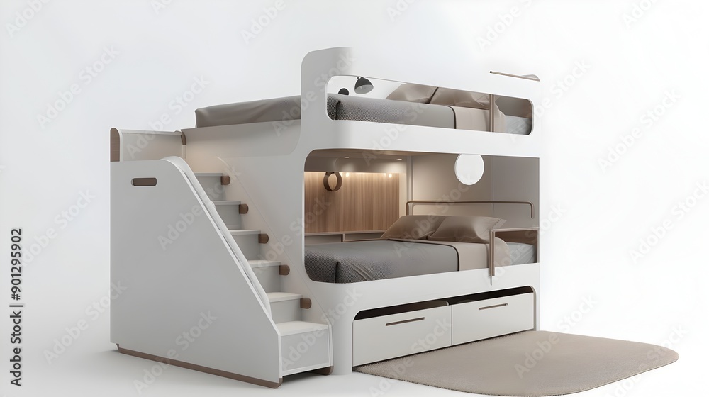 Functional Space-Saving Bunk Bed with Storage for Kids' Bedroom Functional Space-Saving Bunk Bed with Storage for Kids' Bedroom
