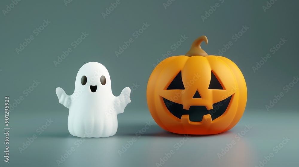 Smiling Ghost and Jack-o'-Lantern Smiling Ghost and Jack-o'-Lantern