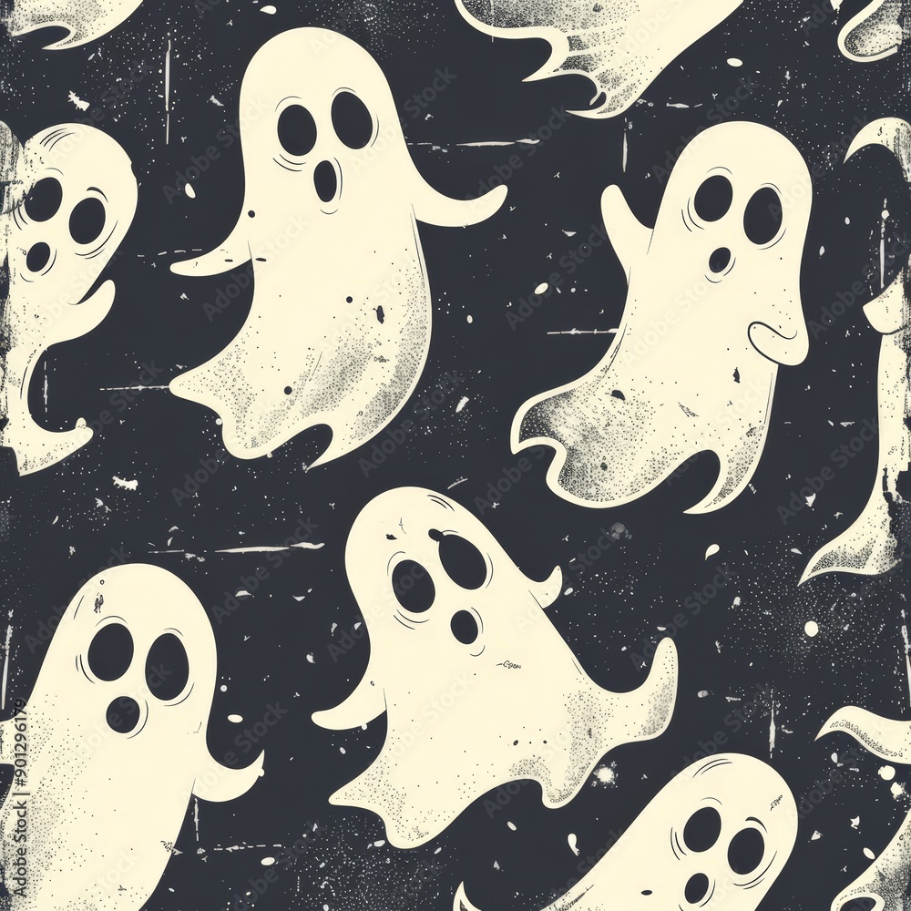 Playful Cartoon Ghost Pattern for Halloween Playful Cartoon Ghost Pattern for Halloween
