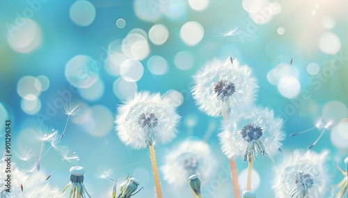 Soft Focus Dandelions with Bokeh Background