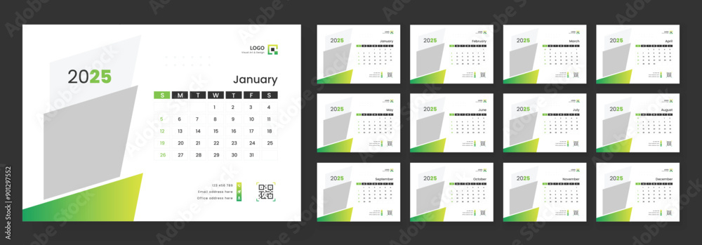 Modern Desk Calendar Template 2025, New Year 2025 table calendar, Minimalist desk calendar 2025 template. Week start on Sunday. Modern Desk Calendar Template 2025, New Year 2025 table calendar, Minimalist desk calendar 2025 template. Week start on Sunday.