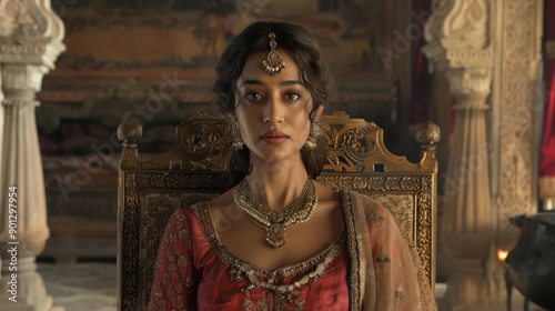 young beautiful woman wearing traditional jewelry