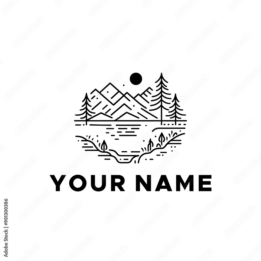 vector landscape mountain line vector landscape mountain line