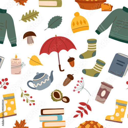 Autumn seamless pattern. Autumn concept. Autumn background.	