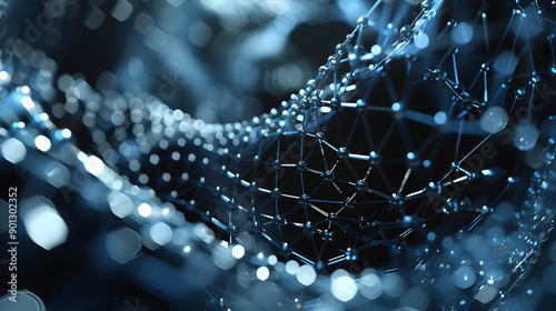 3d render of abstract shape that chaotically deformed. Data centralisation concept. Generative Ai.