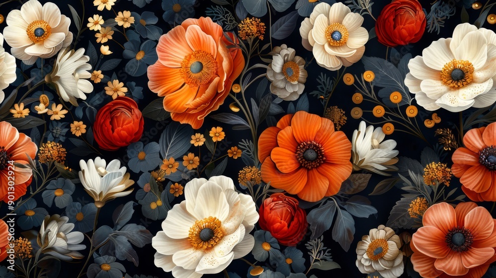 Fototapeta premium Floral Symphony in Autumnal Hues