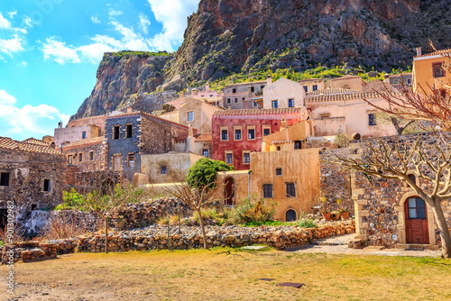 Monemvasia houses in Peloponnese, Greece photo